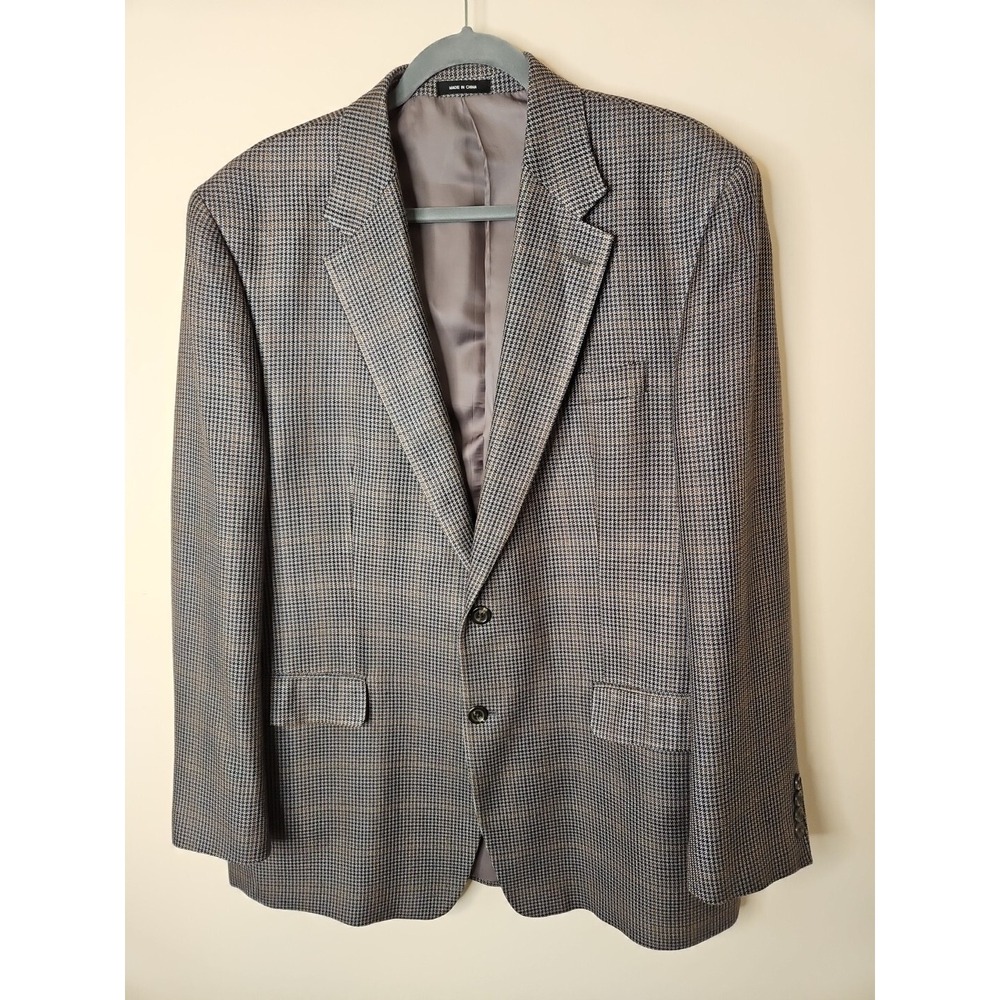 Chaps Ralph Lauren Blazer  Sport Coat Men 44L Gray Blue Silk Jacket Preppy  Luxe